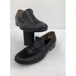 Johnston Murphy Creswell Solid Sheepskin Leather Black Loafer Flat Men 11.5